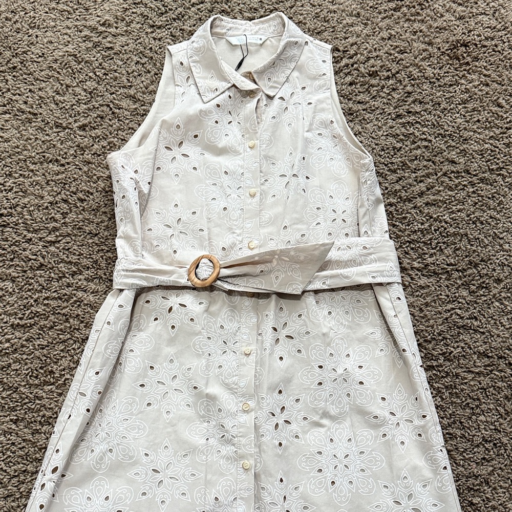 Zara Elegant Cream Sleeveless Dress